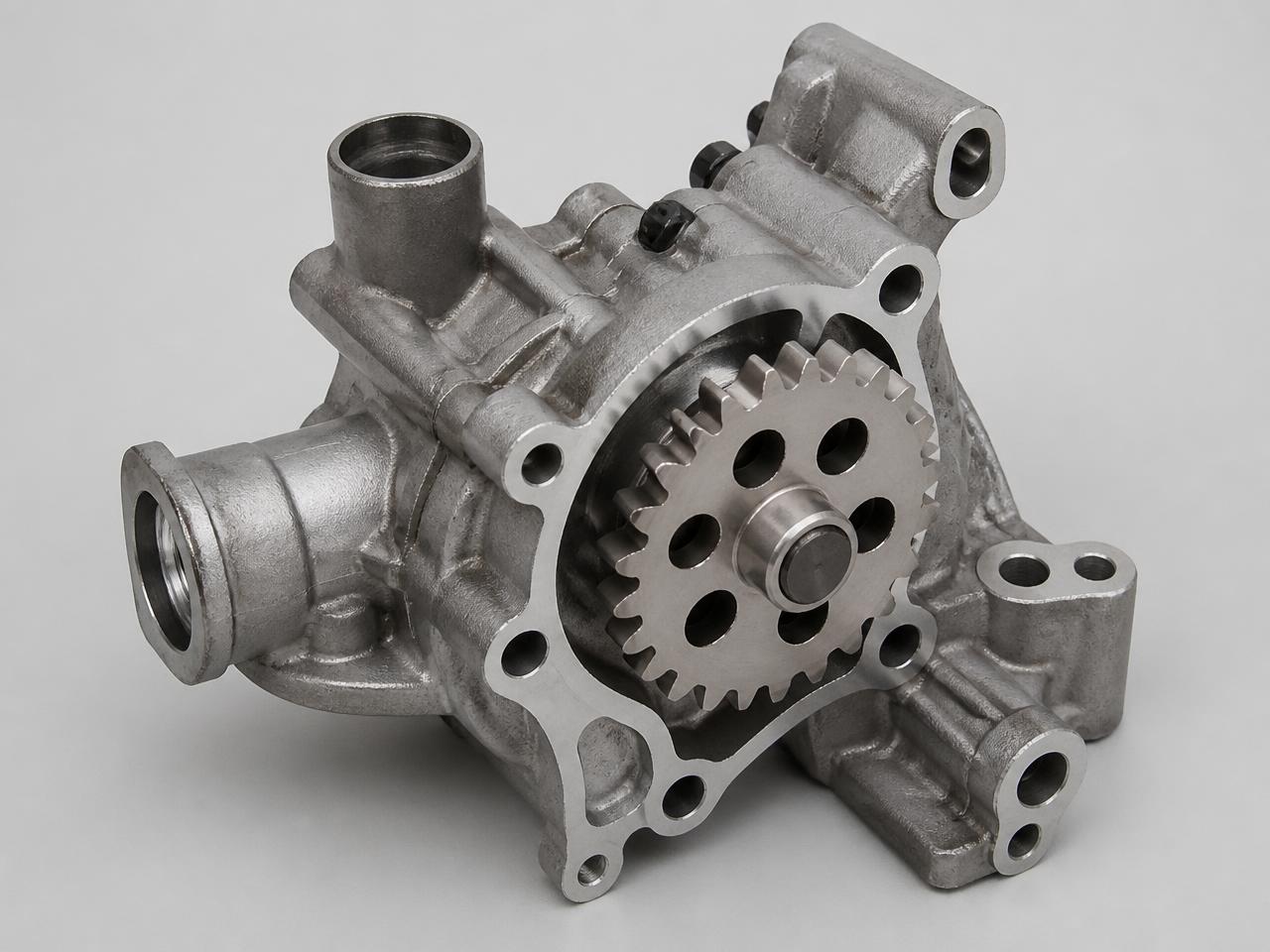 Aftermarket automotive engine oil pump with gear rotor
